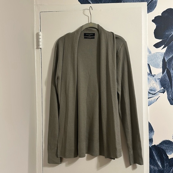 NWT ALLSAINTS mode merino open cardigan - teal green large - Picture 2 of 7